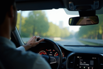 Conducteur dans une voiture moderne avec voyant ASR allumé