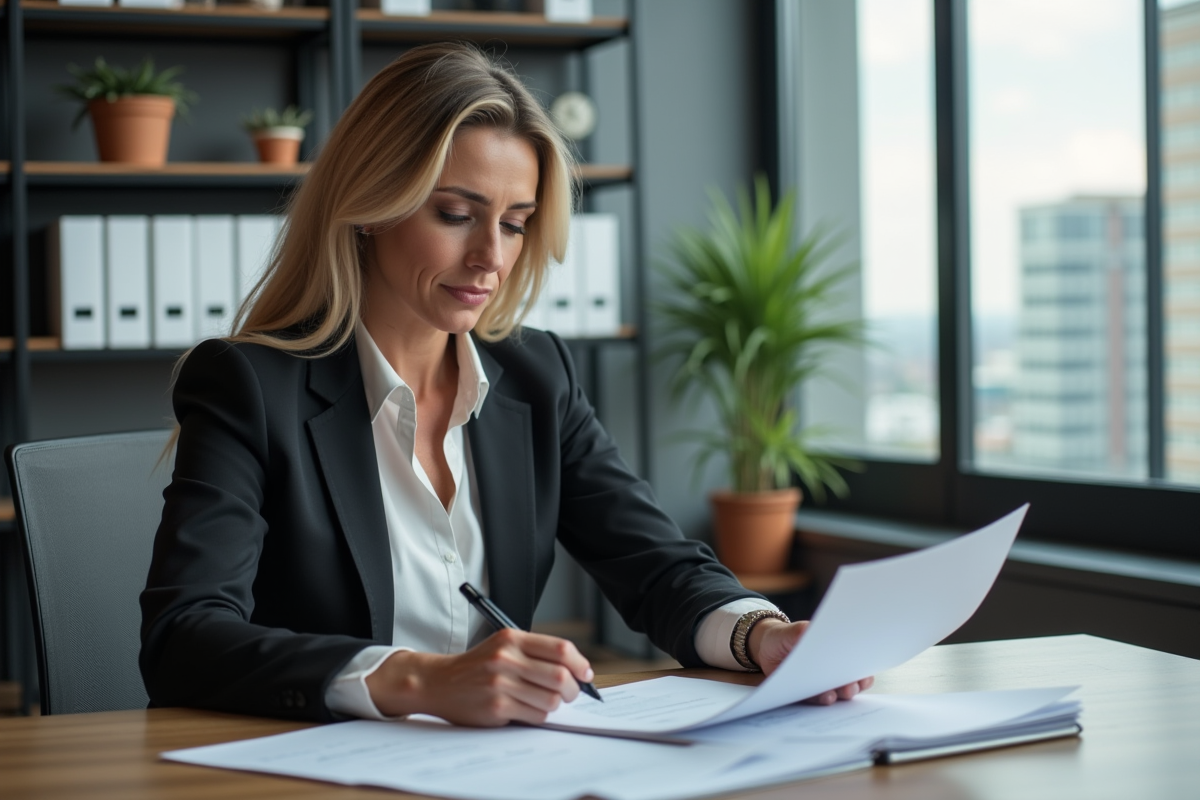 Femme d affaires dans un bureau moderne en réunion