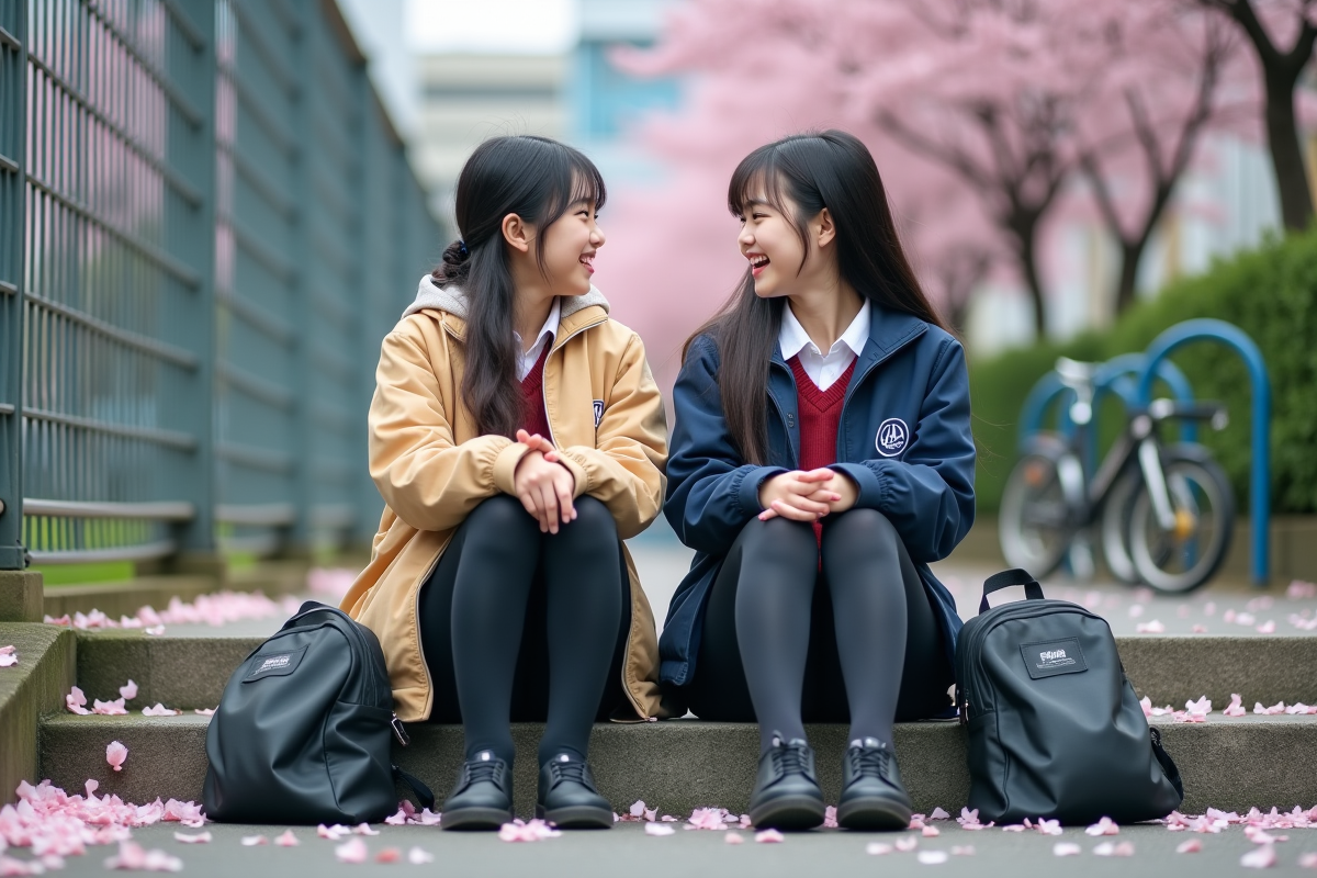Deux filles discutant après un match de volley scolaire