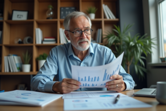 Homme d'affaires analysant des graphiques financiers